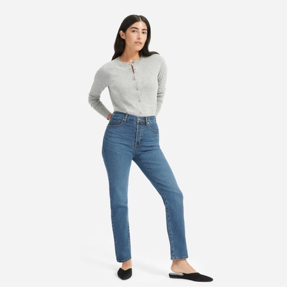 Everlane High Rise Slim Straight Ankle Button Fly Jeans - Picture 1 of 11